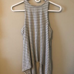 Striped workout top with cutout back